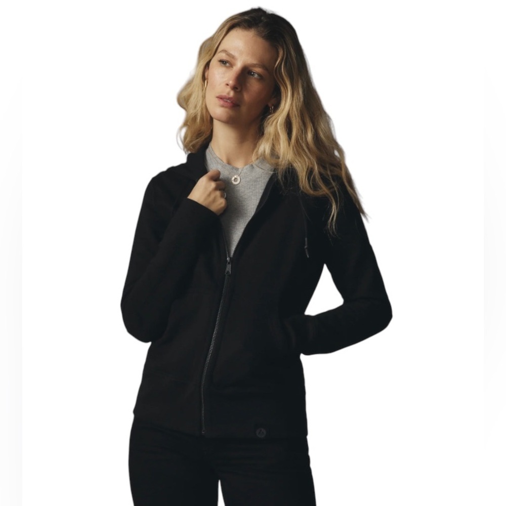 American Giant Womens Made in USA Full Zip Black Hoodie Sz S